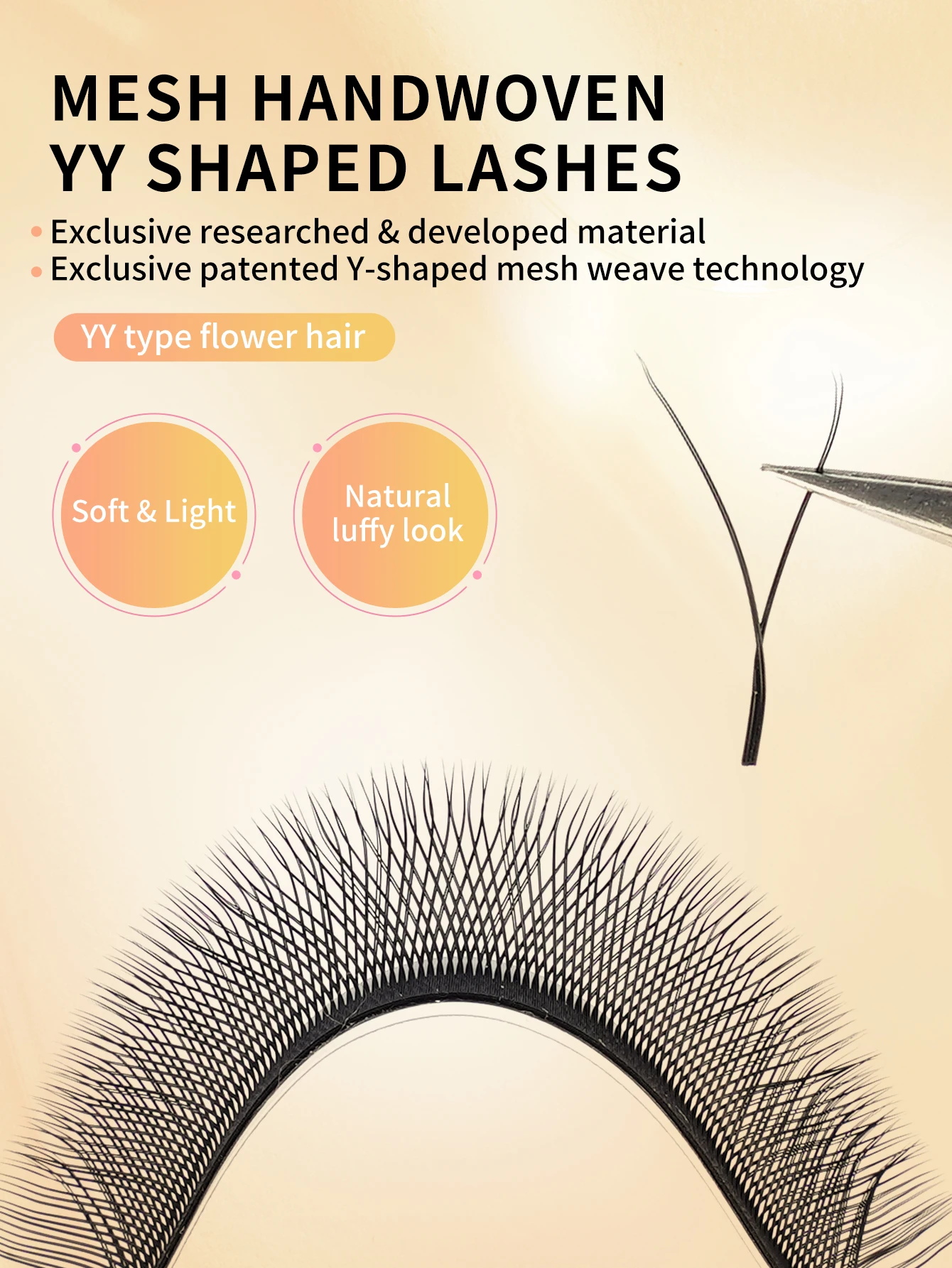 Aimeysin yy forma triplo dicas mão tecido premium luz suave natural cílios extensão suprimentos maquiagem malha net cruz chicote