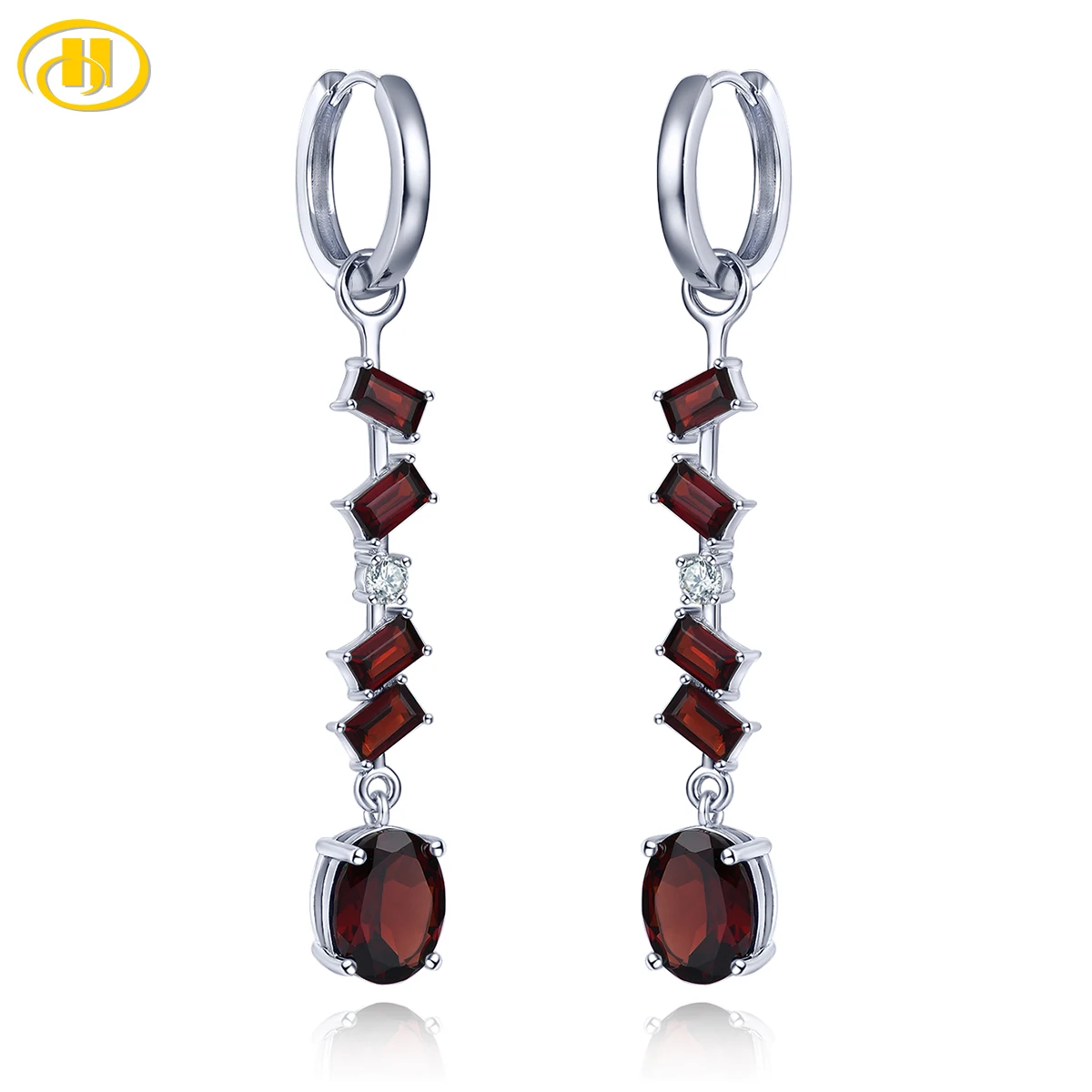 

Natural Garnet 925 Sterling Silver Earrings 6 Carats Genuine Gemstone Wedding Jewelry Lovely Style Fine Jewelry