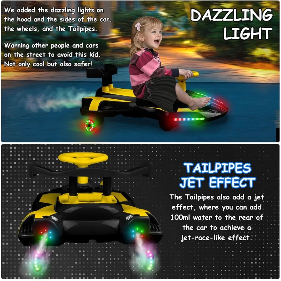 Giro in auto oscillante giocattolo da 12 V con pedale per dai 3 anni in su Regali di compleanno per ragazzi e ragazze Antiribaltamento