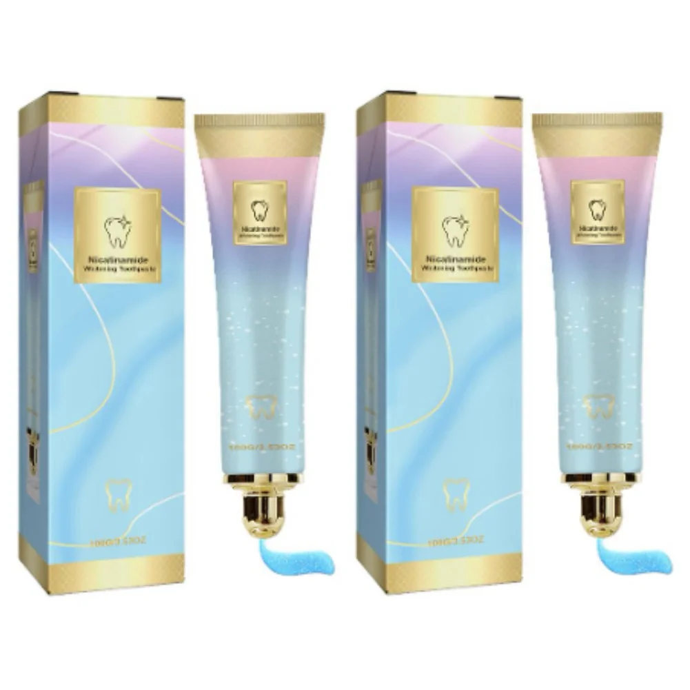 

2 шт., отбеливающая зубная паста с ниацинамидом, осветляющая зубная паста для свежего дыхания, предотвращение пятен, супер эффект отбеливания зубов