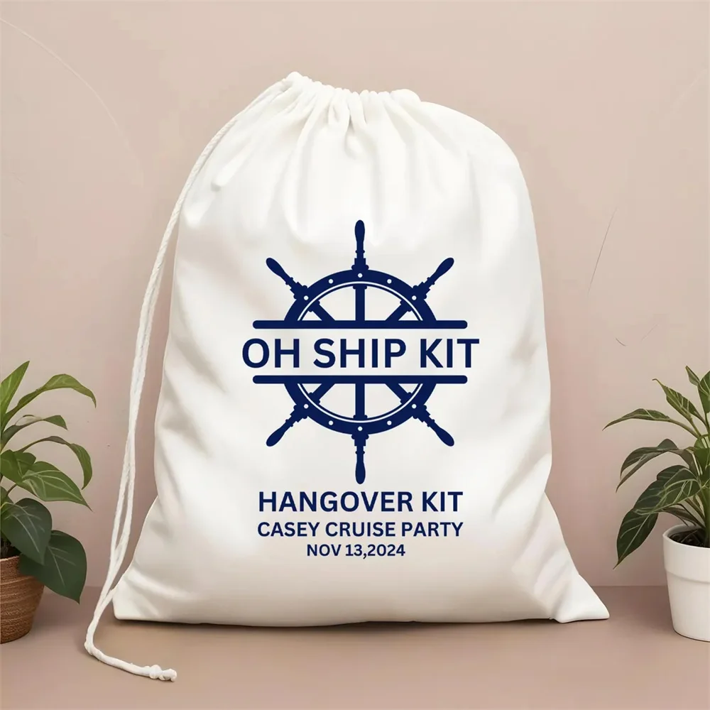 25pcs Customized Oh Ship Kit Favor Bags - Cruise Ship Party Bags - Personalized Anchor Ship Bag - Cruise Hangover Bags - Anchor