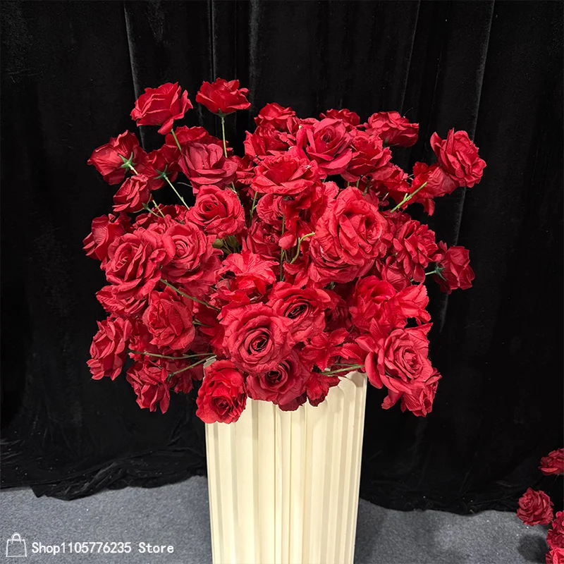 Künstliche rote Rosen-Bodenblume, Hochzeitstisch-Mittelstück, Blumenarrangement, Party-Bühnen-Hintergrund für Veranstaltungen, Zeremonien, Heimdekoration – Detail 2