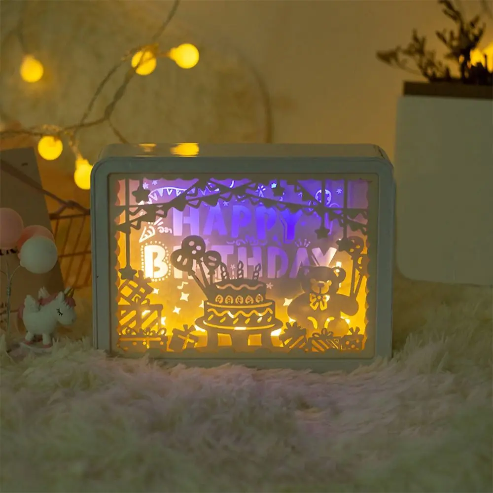 USB/3 AA Battery Power 3D Paper Carving Light Adjustable Light Mini Remote Control Table Lamp Durable Kawaii