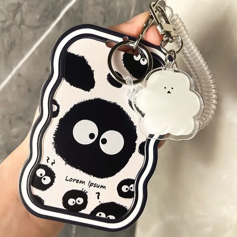 Держатель для карт с узором угольного шара, с подвеской из пружинной веревки, индивидуальный дизайн для удобной переноски, хранилище для фотокарт Idol, хранилище для автобусных и карт доступа, милый аксессуар для ежедневных путешествий