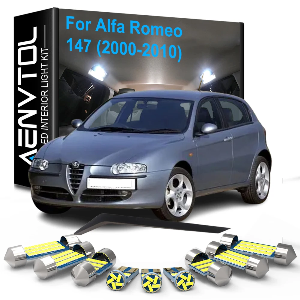 

9pcs Car LED Interior Lights Canbus For Alfa Romeo 147 2000-2010 Vehicle Front Rear Dome Map Reading Trunk Glove box Door Lamps