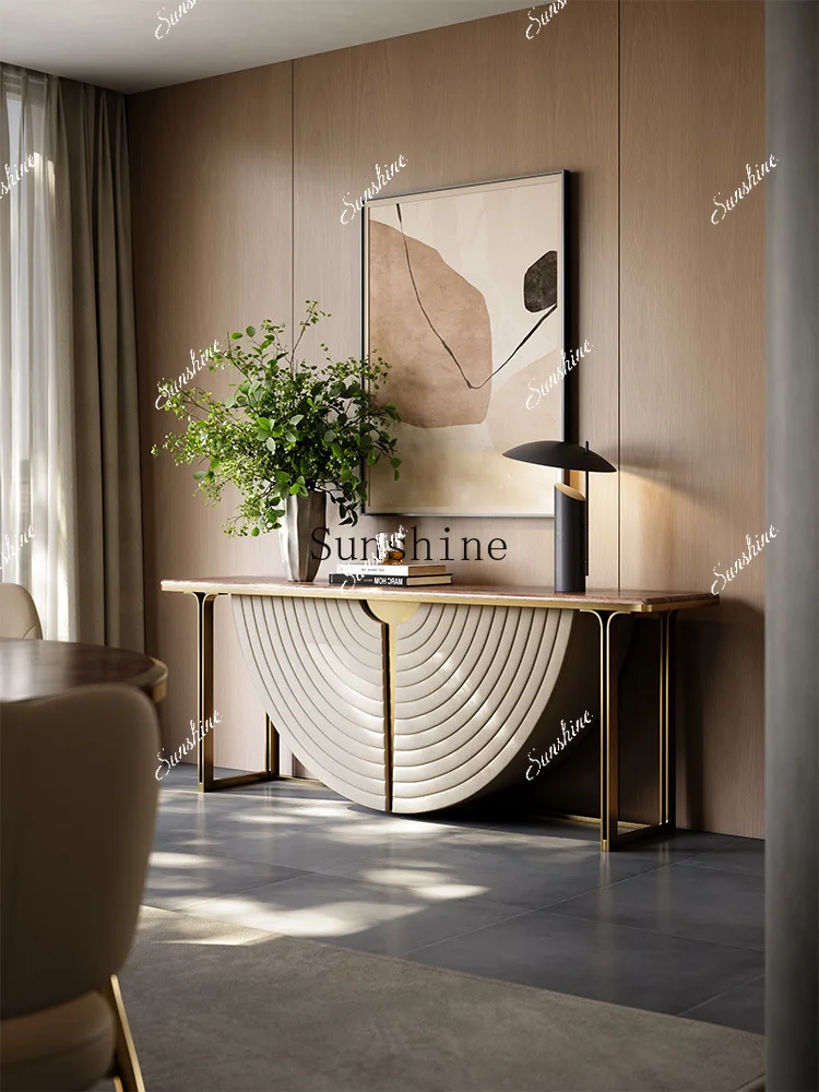 

Black walnut entrance table Modern high-end light luxury Italian design storage entrance cabinet FT