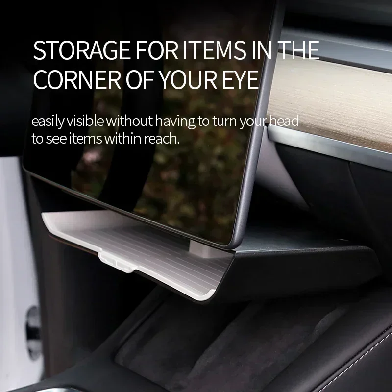 Under Screen Storage Box for Tesla Model 3 Y Center Console TPE+ ABS Double Layered Storage Rack Organizer Car Accessories 2023