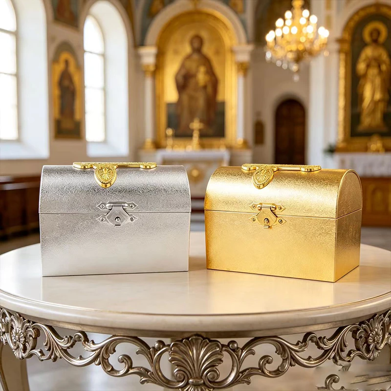 Gold Silver Treasure Chest Box Orthodox Catholic Altar Reliquary Church Liturgical Storage Relic Byzantine Christian Gift view 2