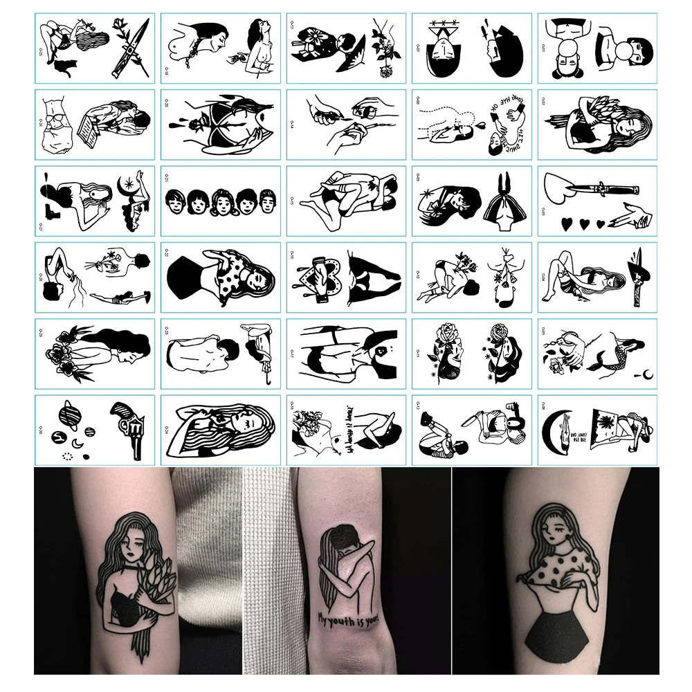 

30pcs/set Waterproof Temporary Tattoo Stickers Arm Clavicle Body Art Sticker Disposable Butterfly Tatouage Temporaire