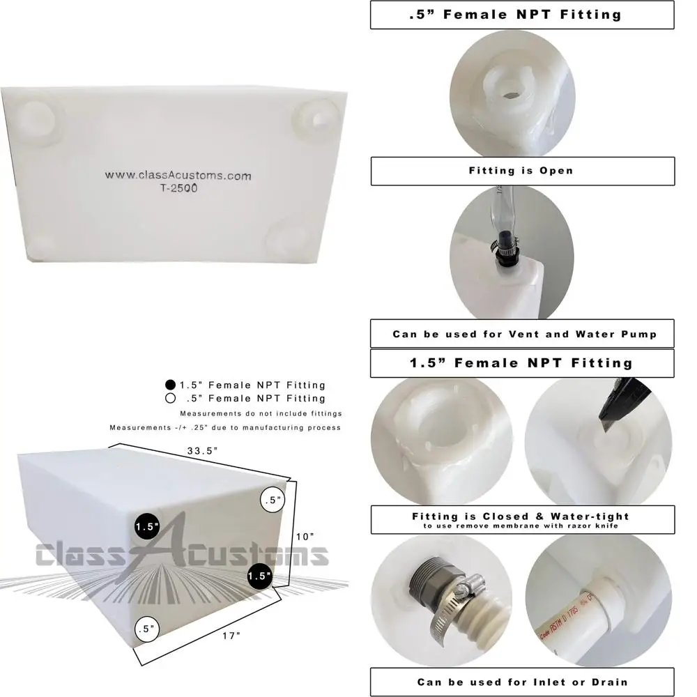 Tanque de almacenamiento para vehículos recreativos de agua dulce: capacidad de 25 galones, compatible con agua gris