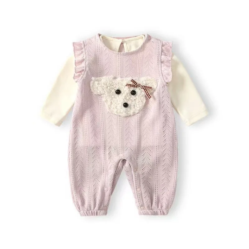 

New Baby Girl Clothes 2-Piece Set: Cute Cartoon Overalls & Top Fall Fashion Outfits Trendy Infant Dungarees Outfit Baby Cotton