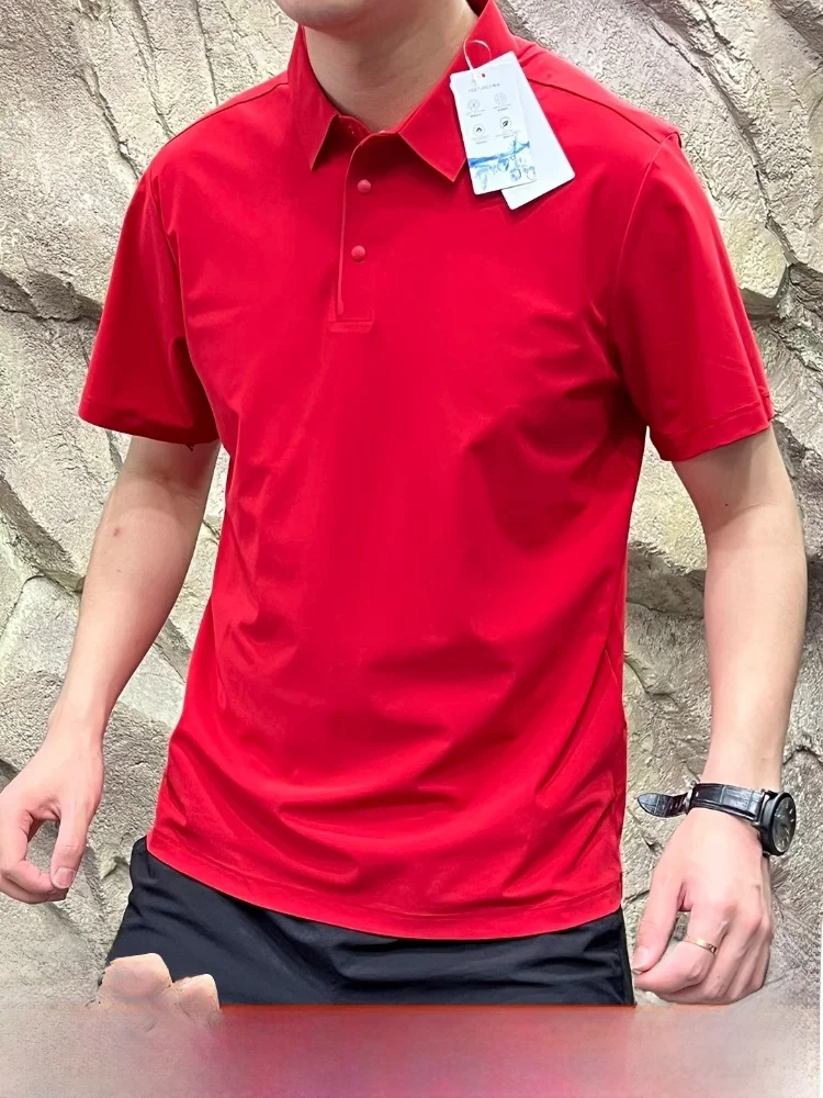 

Ice Silk Sl Fabric Laser Cut Men's Busin Casual Outdoor ort Sve irt T-irt Stand Fit Youth...