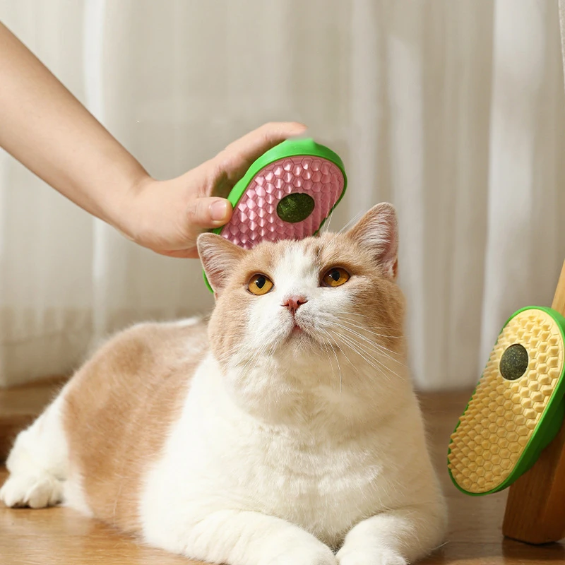 Pasteable Cat Brush Comb Cat Wall Corner Massage Scrubber Cat Rubbing Brush With Catnip Cats Grooming Supplies Cat Accessories