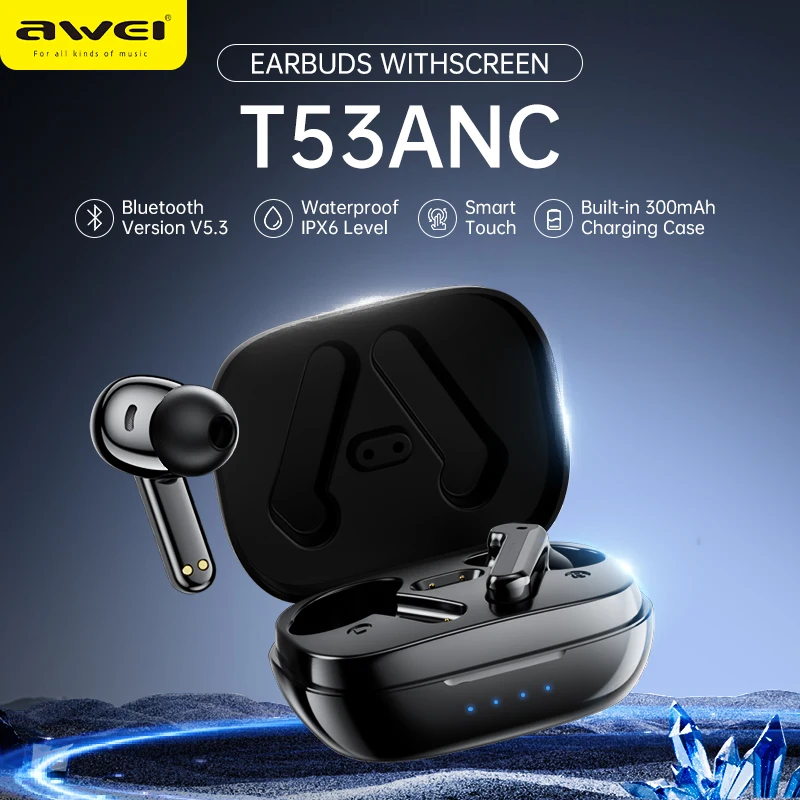 

Awei Bluetooth Earphones T53 ANC ENC Earbuds V5.3 Wireless Headphones Bluetooth 360° Hifi Stereo Sound Sports Headset Gaming