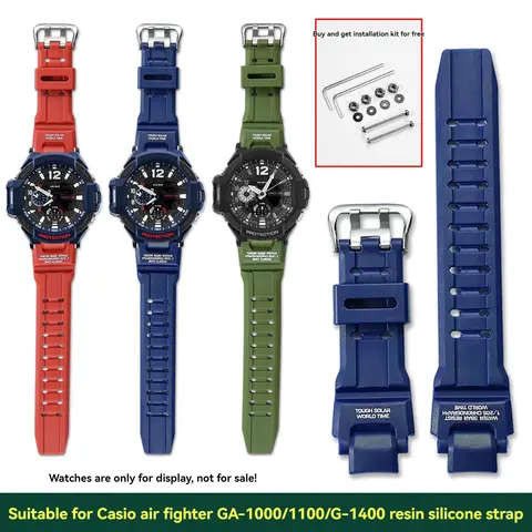 För Casio G-SHOCK GA-1000/1100/GW-A1000/4000/G-1400 TPU Sport Vattentät Ersätt Klockarmband GA-1000 Svart Rött Silikonarmband 10 best sales ga 1100-rem - №3