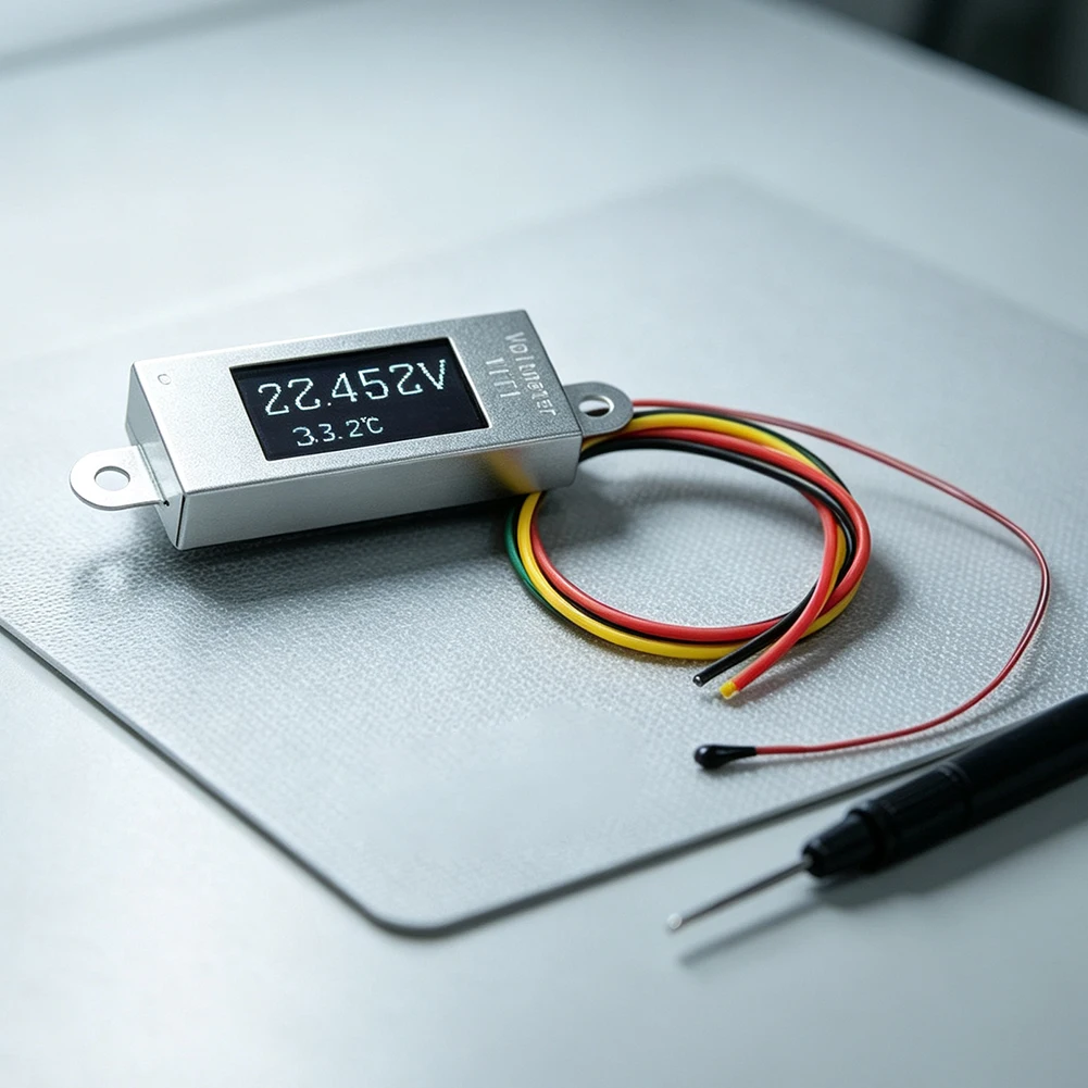 Compact Embedded Meter with For OLED Display 0.77 Inch and 12-Bit Sampling for Accurate Voltage and Temperature Readings