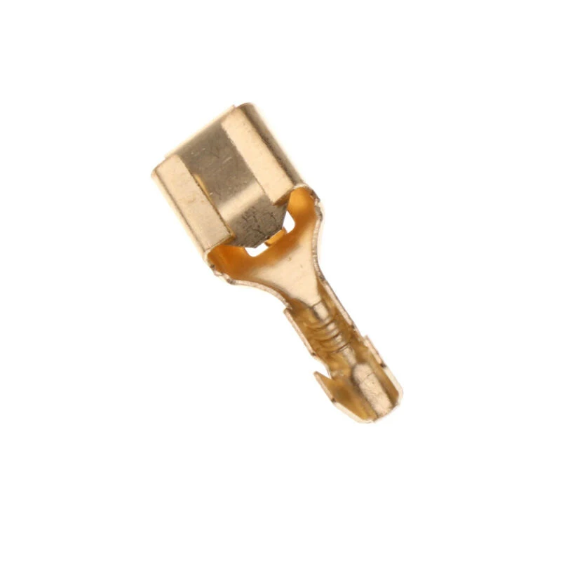 100Pcs Brass crimp terminal Male Female 6.3mm Copper Wire Spade Connectors Accessories Electrical Tools Kit Set