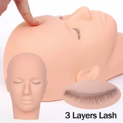 3 Layers Lashes Training Mannequin Head Doll Face Head for Practice Grafting Lash Makeup Tool Lash Extension Training Model Head