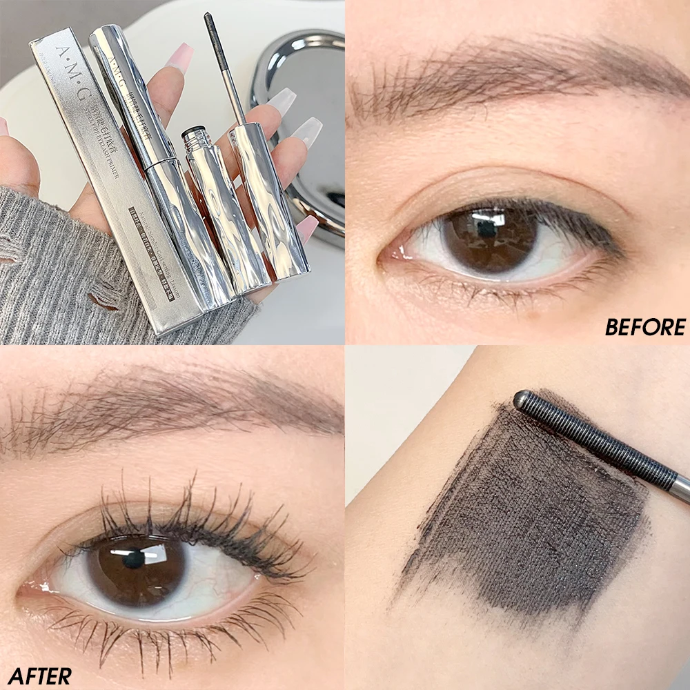 Waterproof Silk Fiber Mascara Metallic Head Black Curling Mascara Lengthening Eyelash Extensions Lasting Non-smudge Eye Makeup