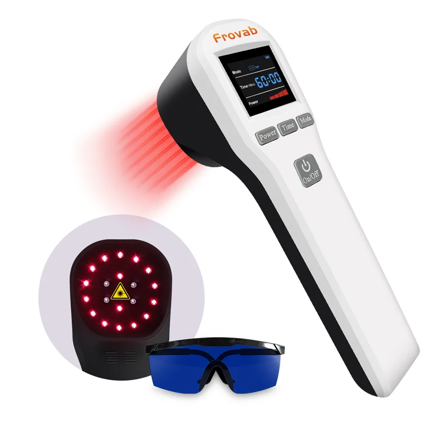 Frovab 880mW 650nmx16+808nmx4 Class 3B Cold Laser Device Red Light Therapy for Body Pain Relief Wound Healing Sports Injuries