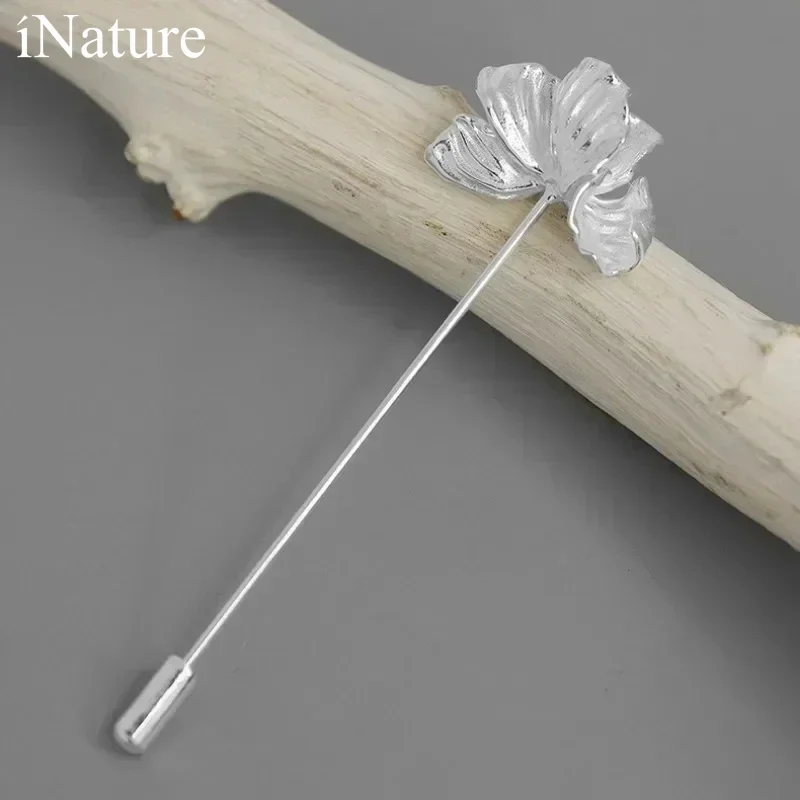 INATURE 925 Sterling Silver Elegant Poppy Flower Brooch Pin For Women Clothing Accessories Jewelry Gifts