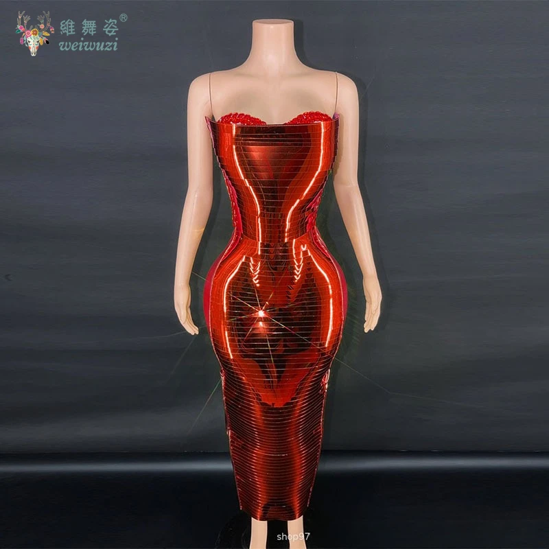 Robe de soirée de fête d'anniversaire pour femmes, haut de gamme, Sexy, longue, brillante, Tube, Bar, Club, robe de bal, Costume de spectacle sur scène pour femmes