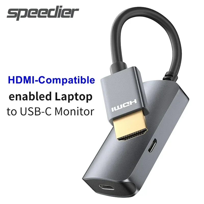 Adapter HDMI-męski do monitora USB-C żeńskiego z wejściem USB typu C 3.1 na wyjście kompatybilne z HDMI Adapter 4K@60Hz USB C