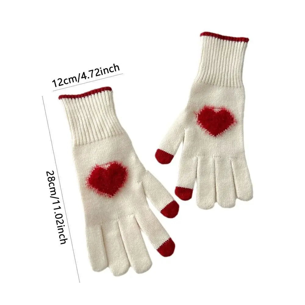 هدية مثالية على الطراز الكوري قفازات على شكل قلب سميكة دافئة مقاومة للبرد قفازات محبوكة تعمل باللمس قفازات شتوية للخريف والشتاء #6
