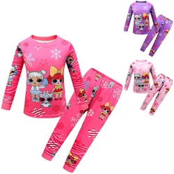 L-LOL Clothing 3 6 8 10y Kids Homewear Suit Long-sleeved Two-piece Pajamas Birthday Gift For Girls Kids autumn clothes pajamas