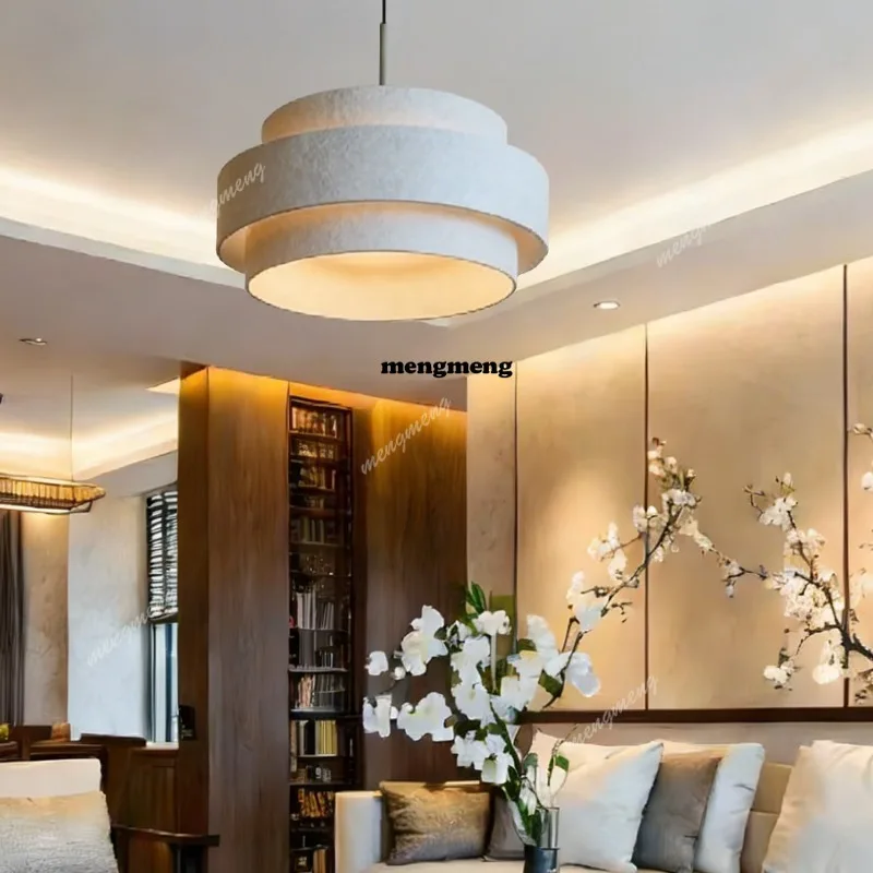 

Yeguo new Chinese round chandelier living room dining room bedroom zen fabric lamps