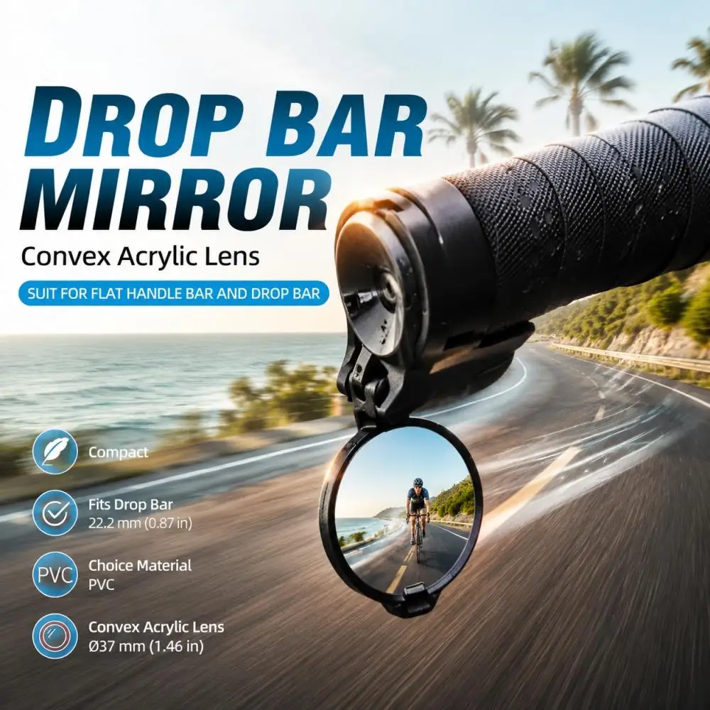 Fahrrad-Rückspiegel Lenker-Endspiegel HD-Spiegel 360° ° Drehbare Konvexe MTB Rennrad Lenker-Spiegel Fahrrad-Zubehör – Detail 3