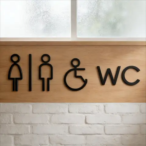 3D Acrylic Restroom Sign Self-Adhesive Waterproof Bathroom Door Plate PVC Free Wall Sticker Decor for Business Home Office Shop