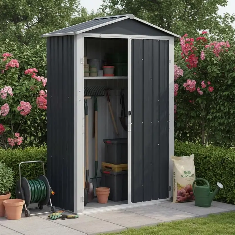 Caseta de jardín antracita 116x45x175 cm Acero galvanizado