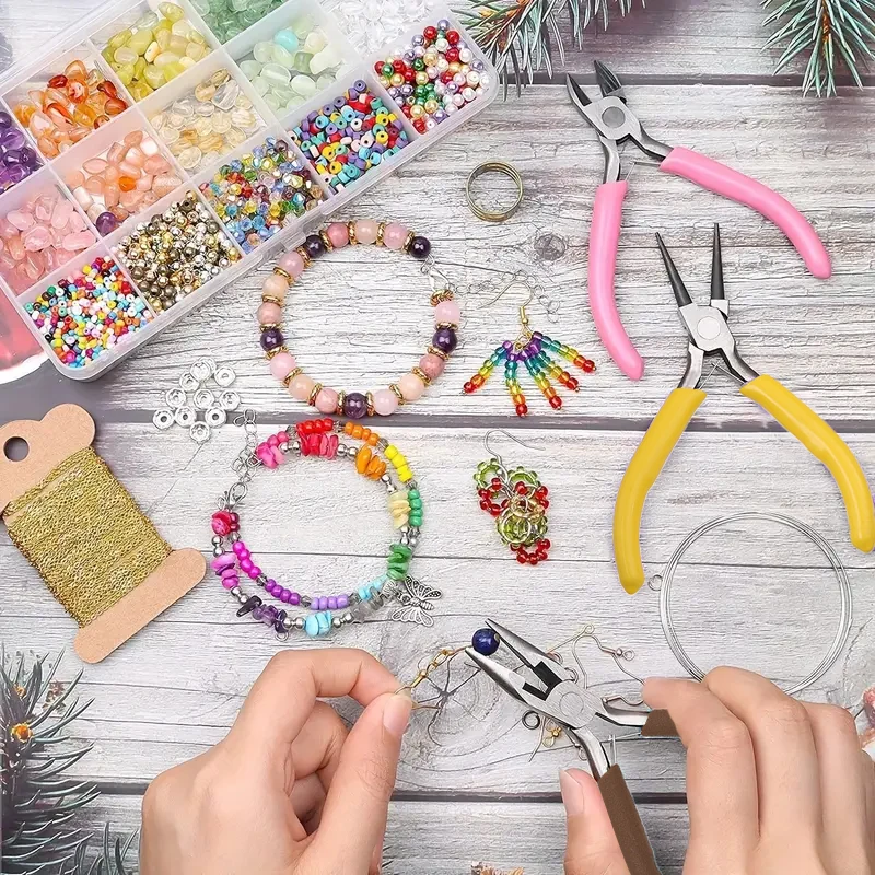 Ensemble de pinces pour la fabrication de bijoux, nez aiguille, nez de chaîne, nez rond et coupe-fil, parfait pour la réparation de bijoux, emballage de fil, 3 pièces