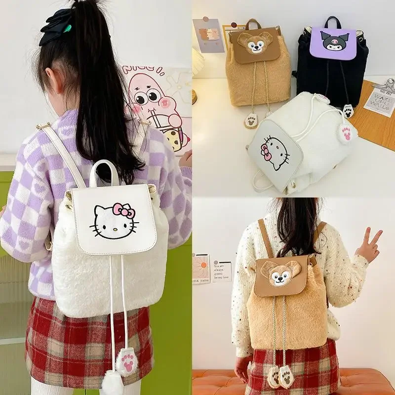 Plush doll Kawaii Hello Kitty Kuromi Melody backpack Cartoon cute pocket casual fashion travel gift for girls when going out