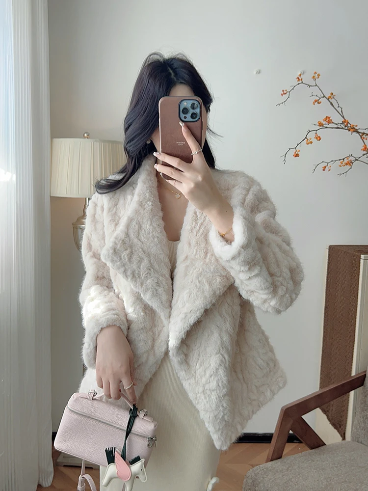 

Winter Big Lapel Collar Plush Warm Cotton Jacket Female Solid Thicken Jacket Women Single Buckle Quilted Jacket Parker Outwears
