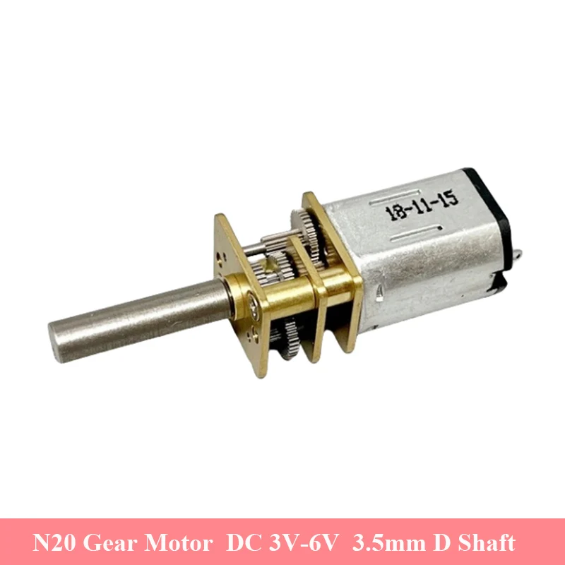 OT-12GAN20 DC 3V 5V 6V Slow Speed  N20 Full Metal Gearbox Gear Motor Large Torque 3.5mm D-Shaft Micro Reduction Motor