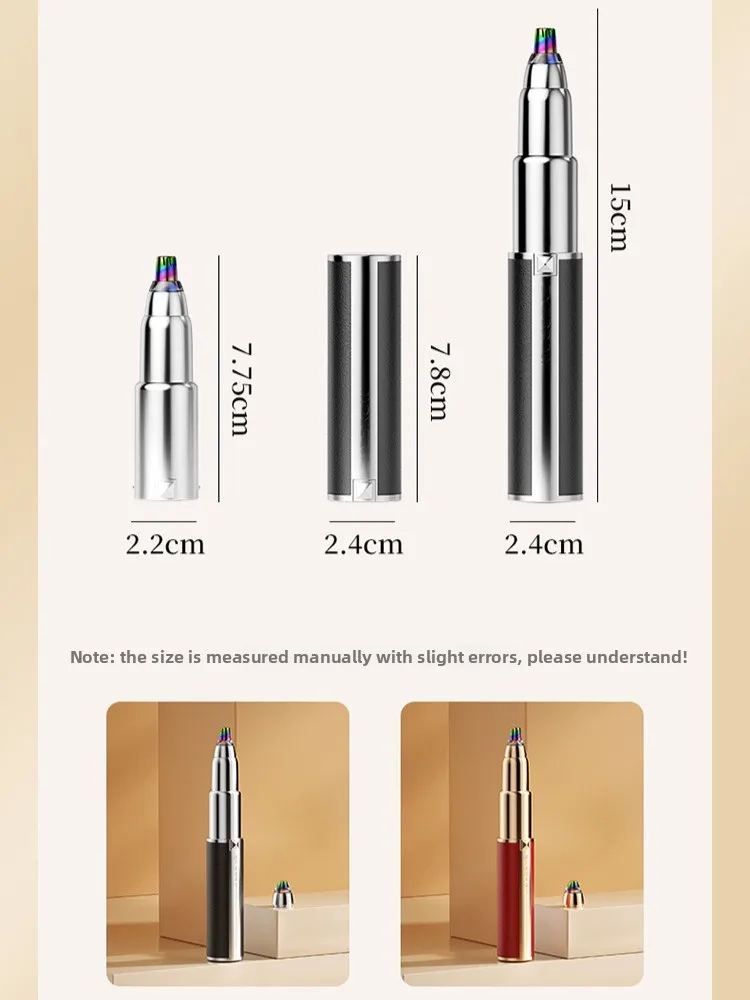 2 in 1 Nose Hair Trimmer for Women Portable Facial Hair Removal Trimmer, Lady Eyebrow Trimmer Shaver for Nose Ear Eyebrow Peach