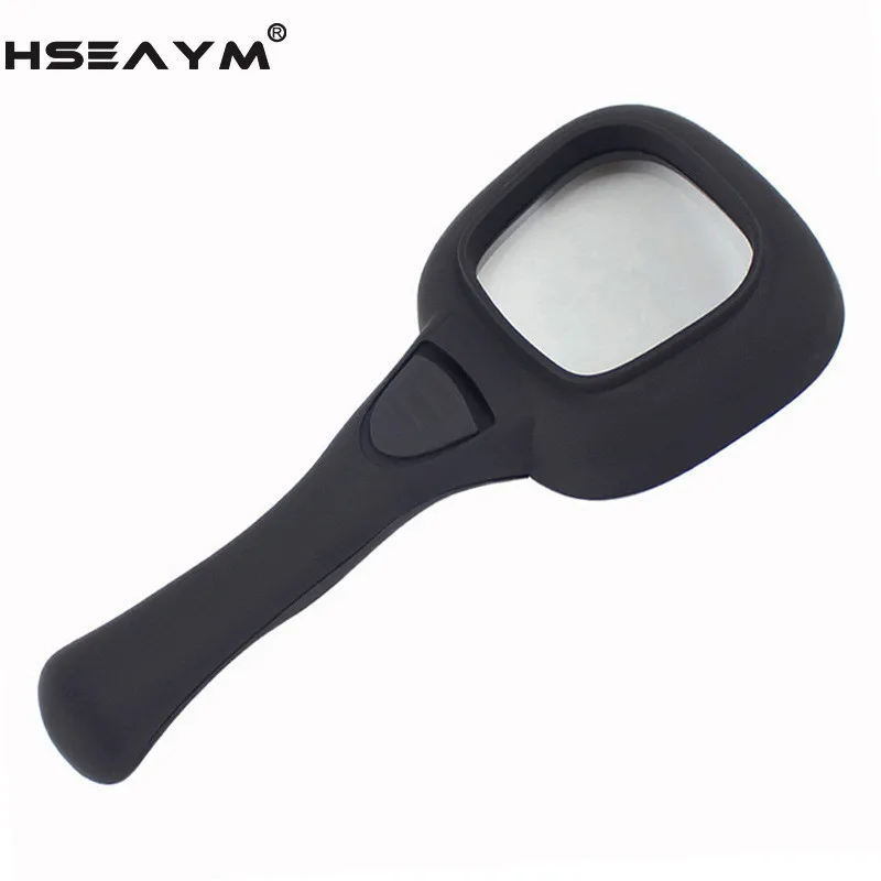 Lupa de Leitura Handheld Quadrada do Diodo Emissor de Luz com Superfície das Luzes Pulverizada com Lupa de Borracha do Punho da Pintura 6