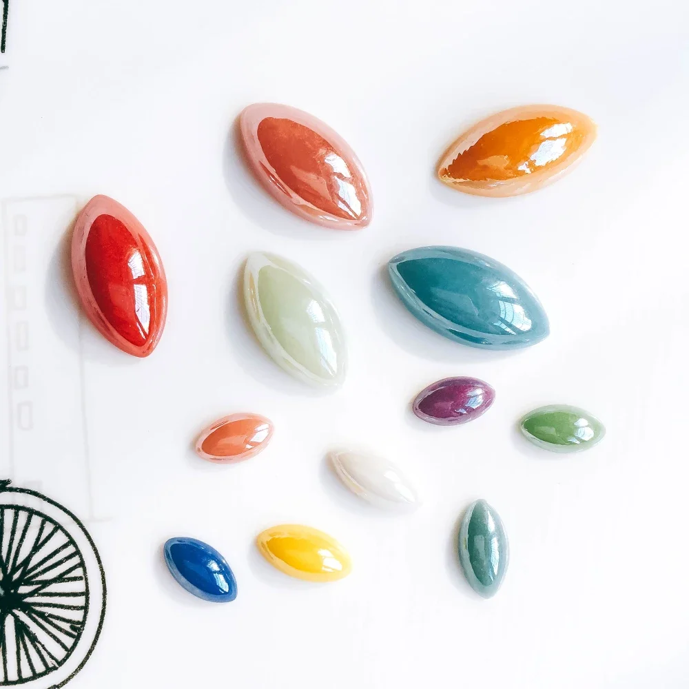 ZEROUP mieszane kolory ceramika porcelanowe szklane kaboszony Cameo płaski tył Cabochon dostaw dla majsterkowiczów znalezienie biżuterii
