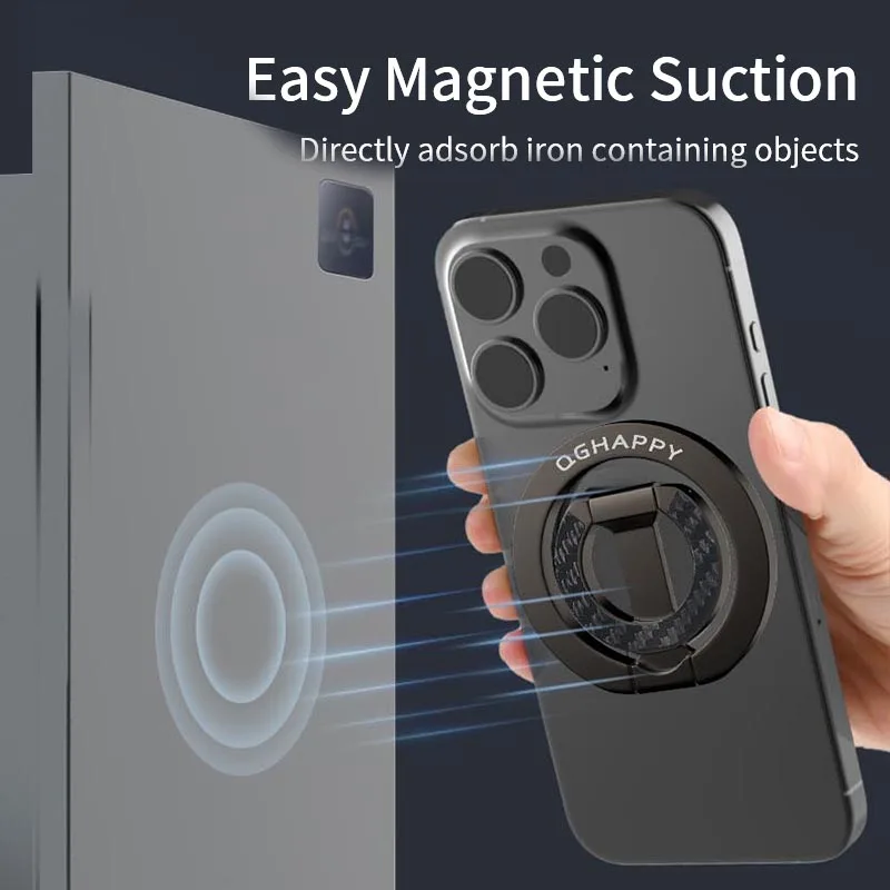 Universal Mobile Phone Double-sided Magnetic Folding Holder for Magsafe Magnet Finger Ring Stand for iPhone 17 16 15 Pro Samsung