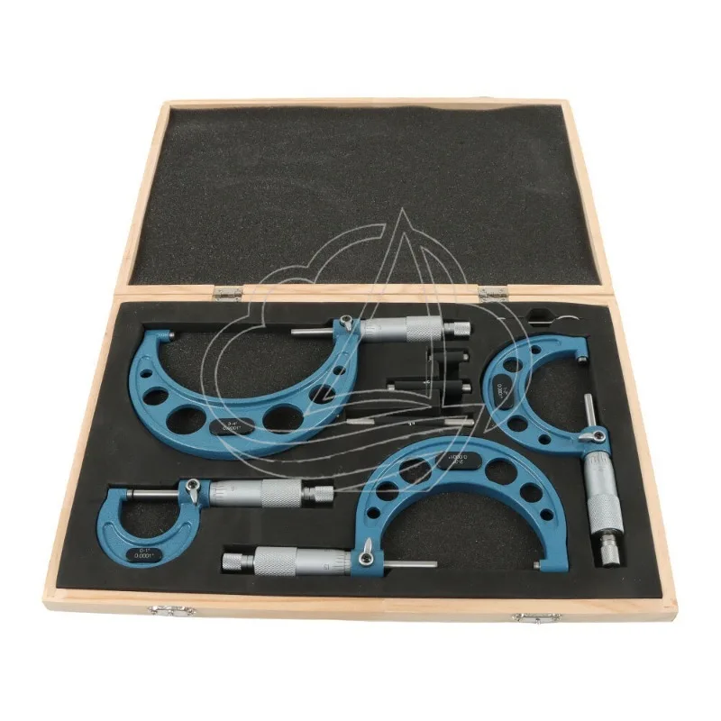 

4Pcs Outside Micrometer Set, Mechanical Screw Micrometer 0-100mm Outer Diameter Measuring Tool