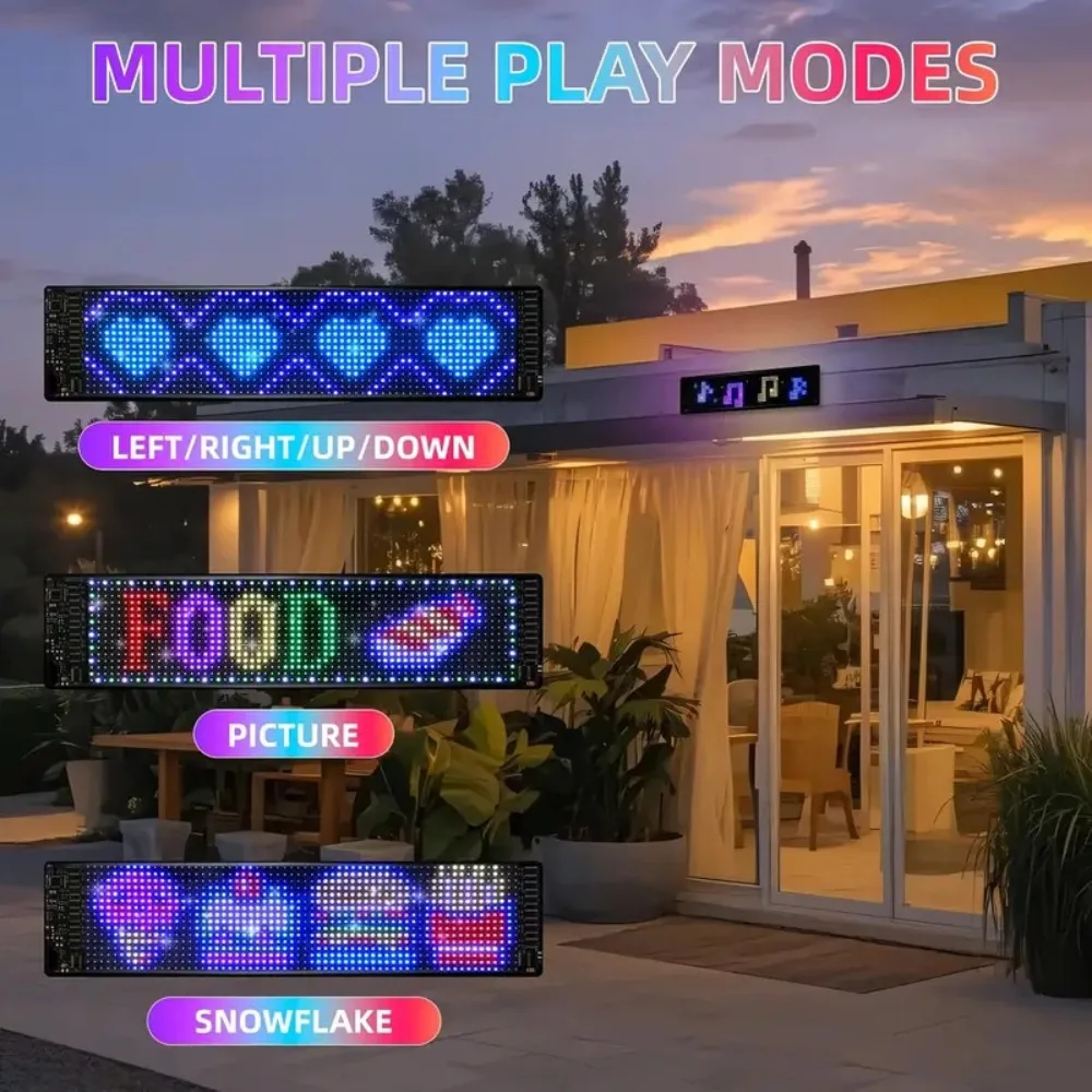 لوحة بكسل مصفوفة LED، علامات LED للإعلانات الساطعة، علامة سيارة مرنة USB 5 فولت LED للتحكم في تطبيق بلوتوث