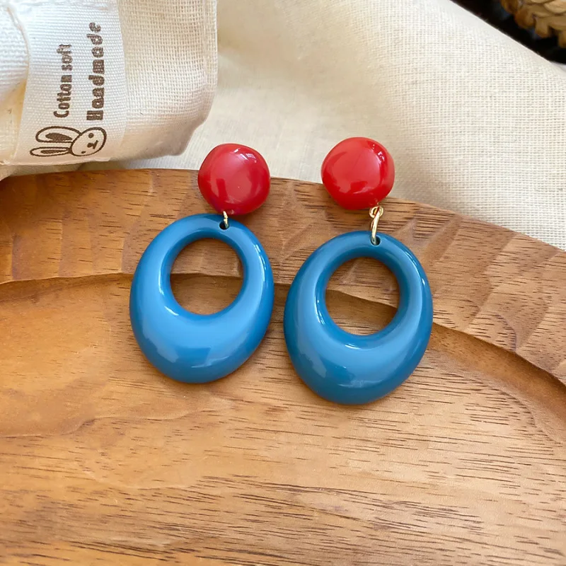 Stud Earrings Blue Resin Butterfly Floral Drop Pearl Oval Silver Post Lightweight Elegant Versatile Office Daily Party