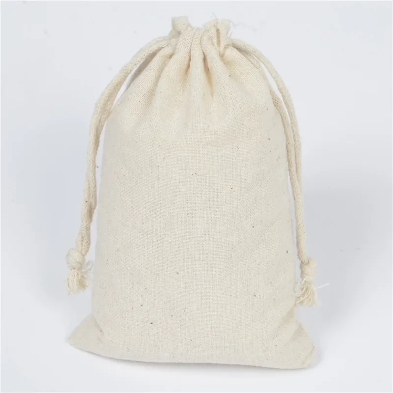 50 Pcs/Lot Cotton Drawstring Storage Bags Christms Wedding Gift DIY Plain Pouch Reusable Home Organize Dustbag 8x10 10x12 10x15