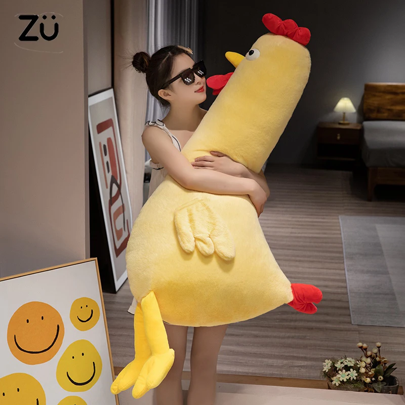 60-140cm Large Stuffed Animal Plush Pillow Yellow Chicken Plushies Huge Soft Plush Toy Huggable Chicken Sleep Pillow Cushions