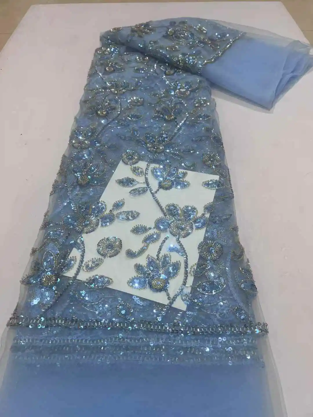 Нигерийский роскошный тюль с вышивкой бисером, кружевная ткань, французская сетка с блестками ручной работы, кружевная ткань для свадебных платьев, мода