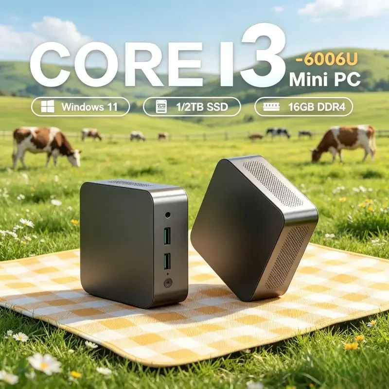 

Portable Compact Mini PC, Intel Core I3-6006U, 16GB SSD, Win11 System, Fast WiFi6 and 4K Output, Great for Daily Office