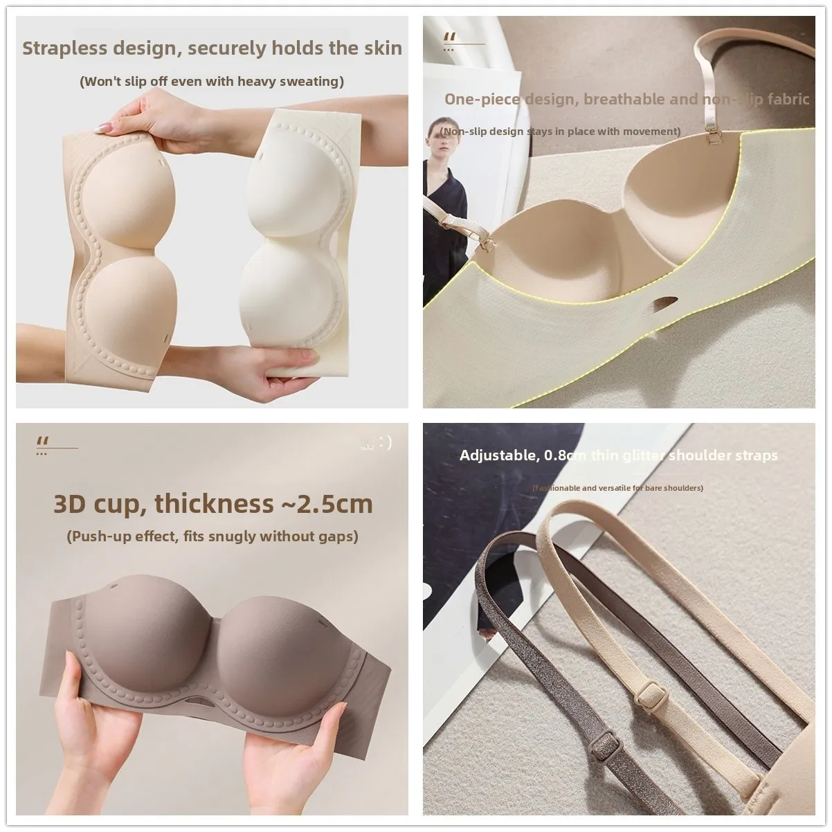 Picture 5: KUCLUT  Invisible Strapless Bra Soft Support Foundation Liquid Lingerie Anti-Slip Gathered Push-Up Comfortable Underwear