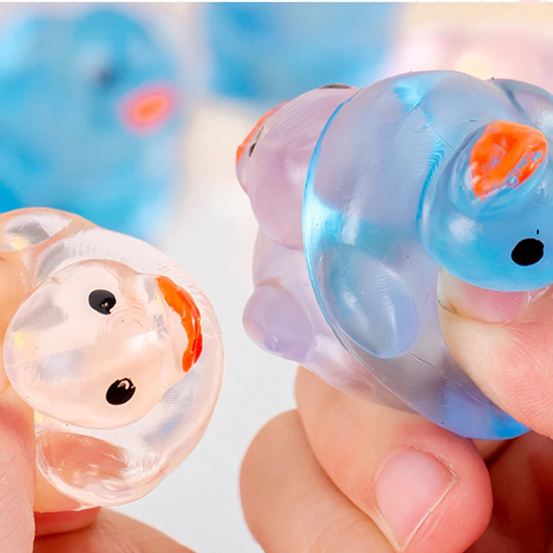 10 قطعة/الحقيبة الكرتون شفافة بطة لينة قرصة ضغط لعب الأطفال الإبداعية بطة لطيف تنفيس الإجهاد الإغاثة الأدوات الاطفال الهدايا